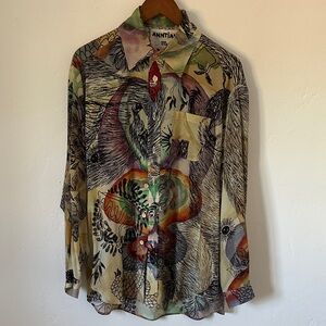 Piece of art organic silk blouse